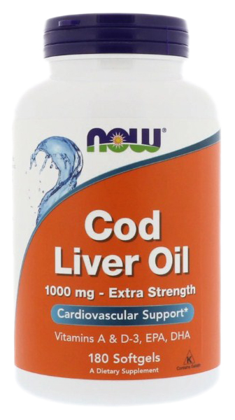 Купить Omega 3 NOW Cod Liver Oil 180 капс.