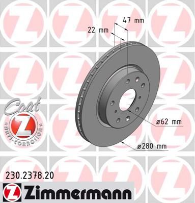 фото Тормозной диск zimmermann 230.2378.20