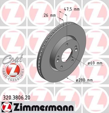 фото Тормозной диск zimmermann 320.3806.20