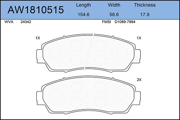 Тормозные колодки AywiParts дисковые AW1810515