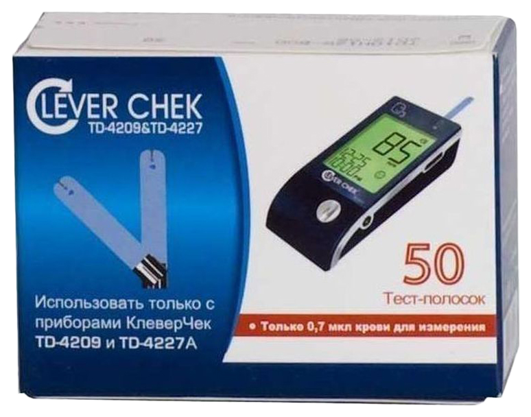 фото Тест-полоски для глюкометра taidoc clever chek td-4227/td-4209 50 шт.