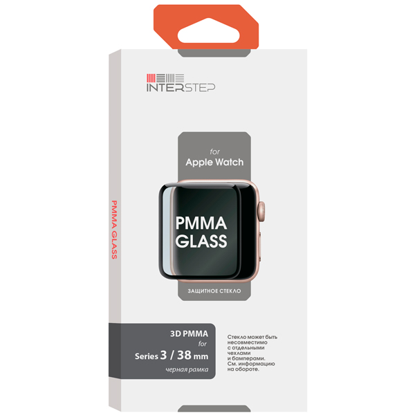 

Стекло InterStep для 3D PMMA Apple Watch 3 38mm, Черный, 3D PMMA Apple Watch 3 38mm