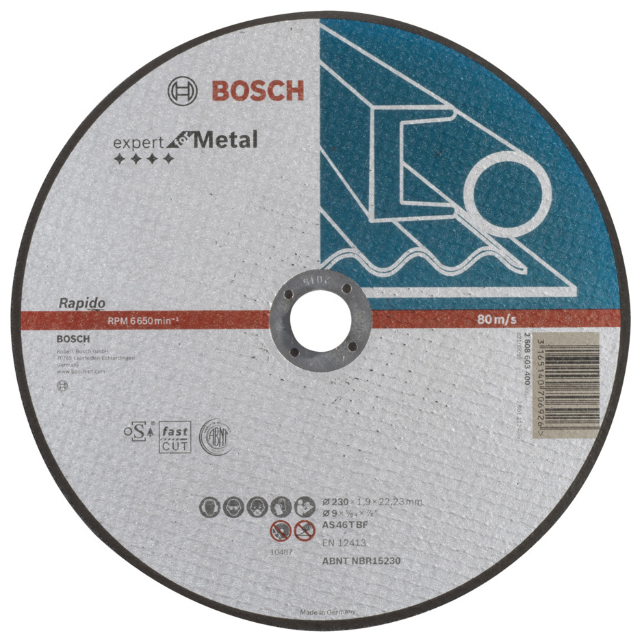 фото Диск отрезной абразивный bosch expertmetal 230x1,9мм 2608603400