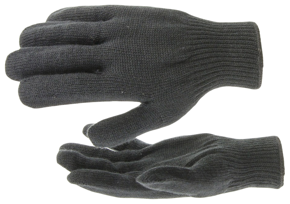 Перчатки трикотажные, акрил, цвет: чёрный, оверлок, Россия, СИБРТЕХ 68651