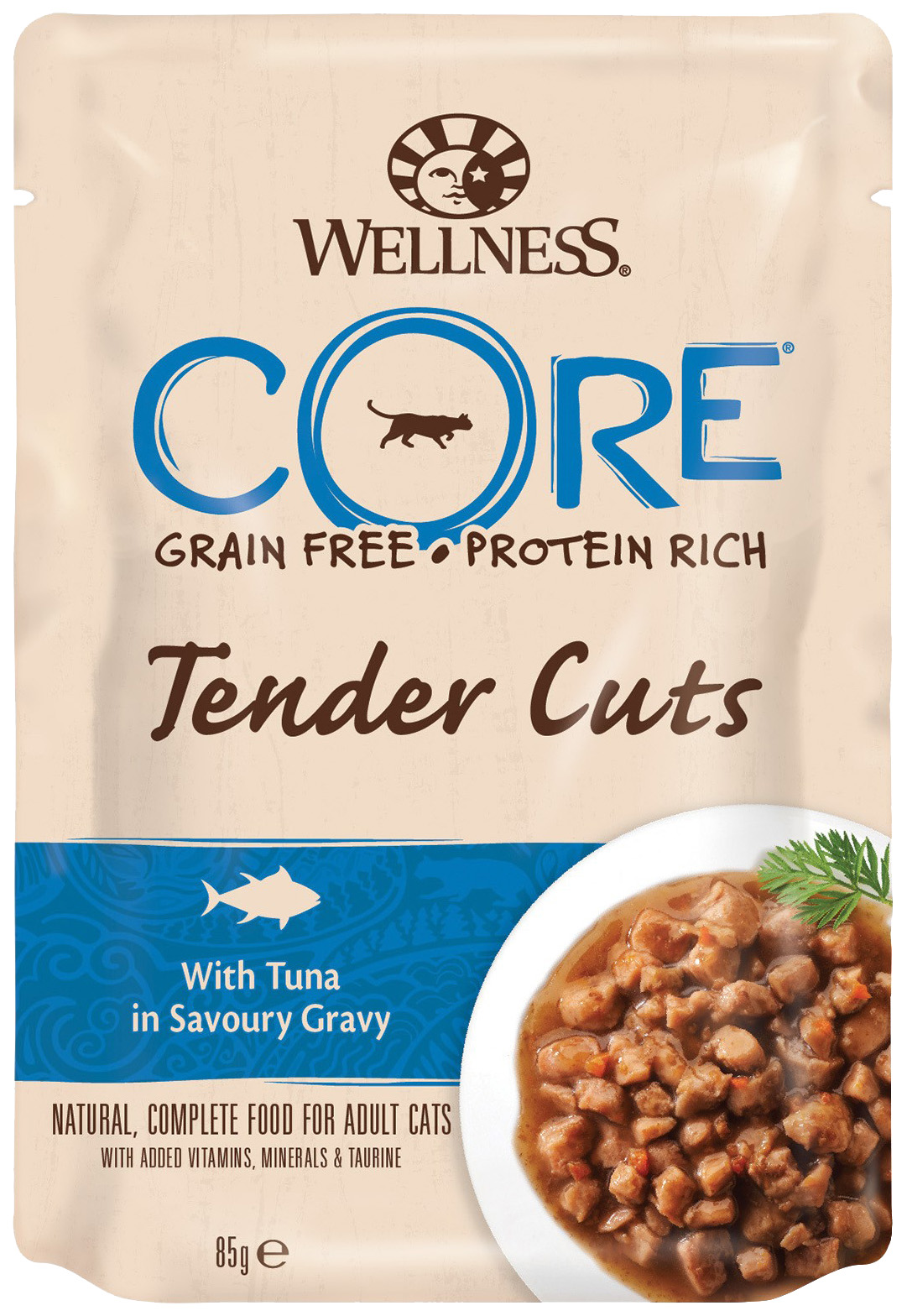 

Влажный корм для кошек Wellness CORE Tender Cuts, тунец в пикантном соусе, 85г, Tender Cuts