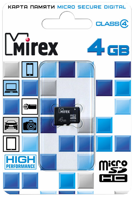 Карта памяти Mirex Micro SDHC 13612-MCROSD04 4GB