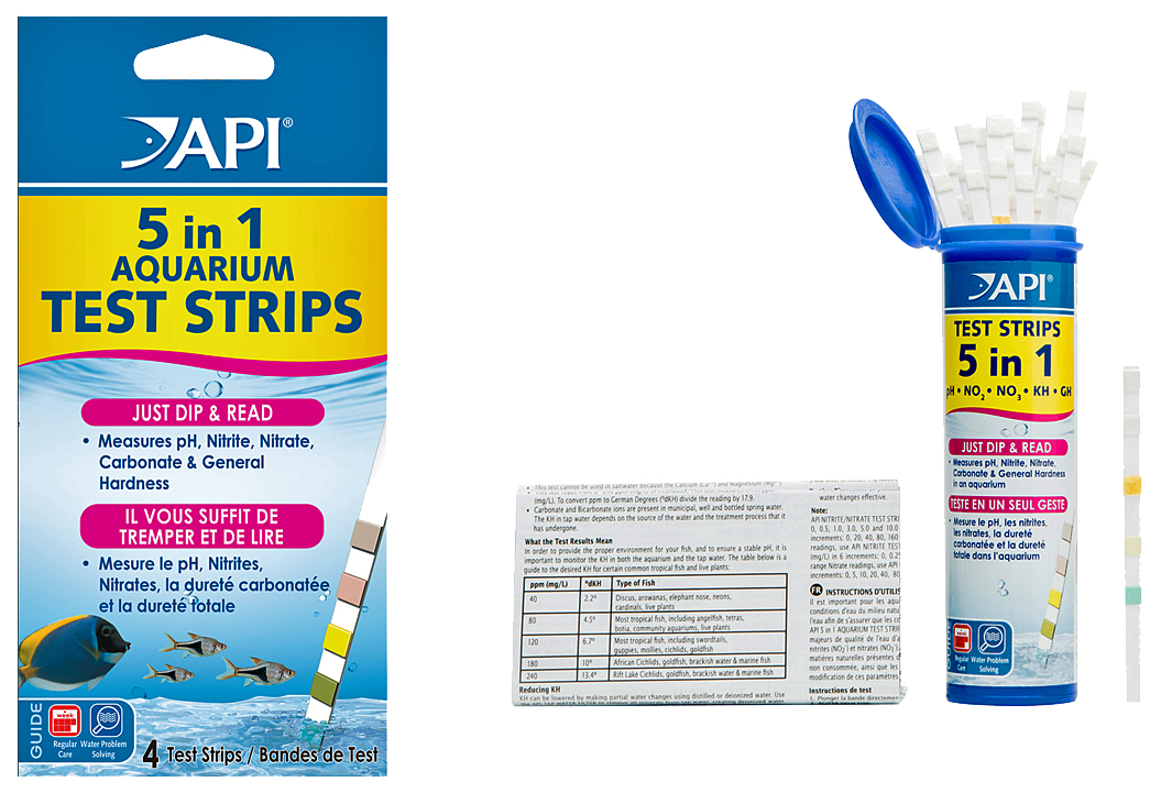 

Тест-полоски API 5 in 1 Aquarium Test Strips 25 шт, Aquarium Test Strips 5 in 1