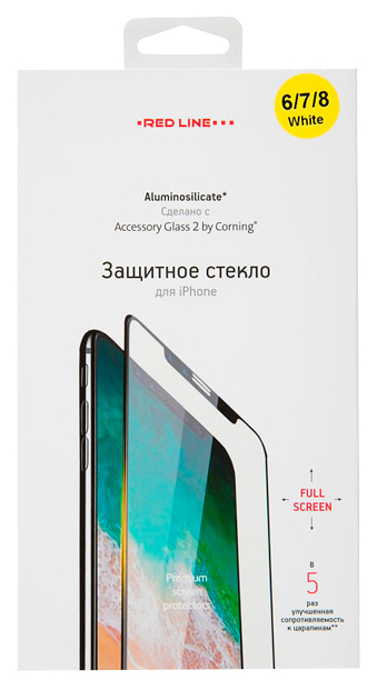 

Защитное стекло RED LINE для Apple iPhone 6/iPhone 7/iPhone 8 White, Corning для iPhone 6/7/8 Full Screen 0.2 мм White