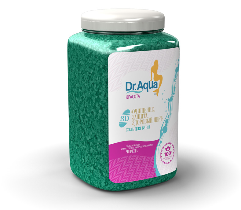 

Соль морская ароматная Череда 3D Очищение, защита, здоровый цвет' Dr. Aqua 750 гр