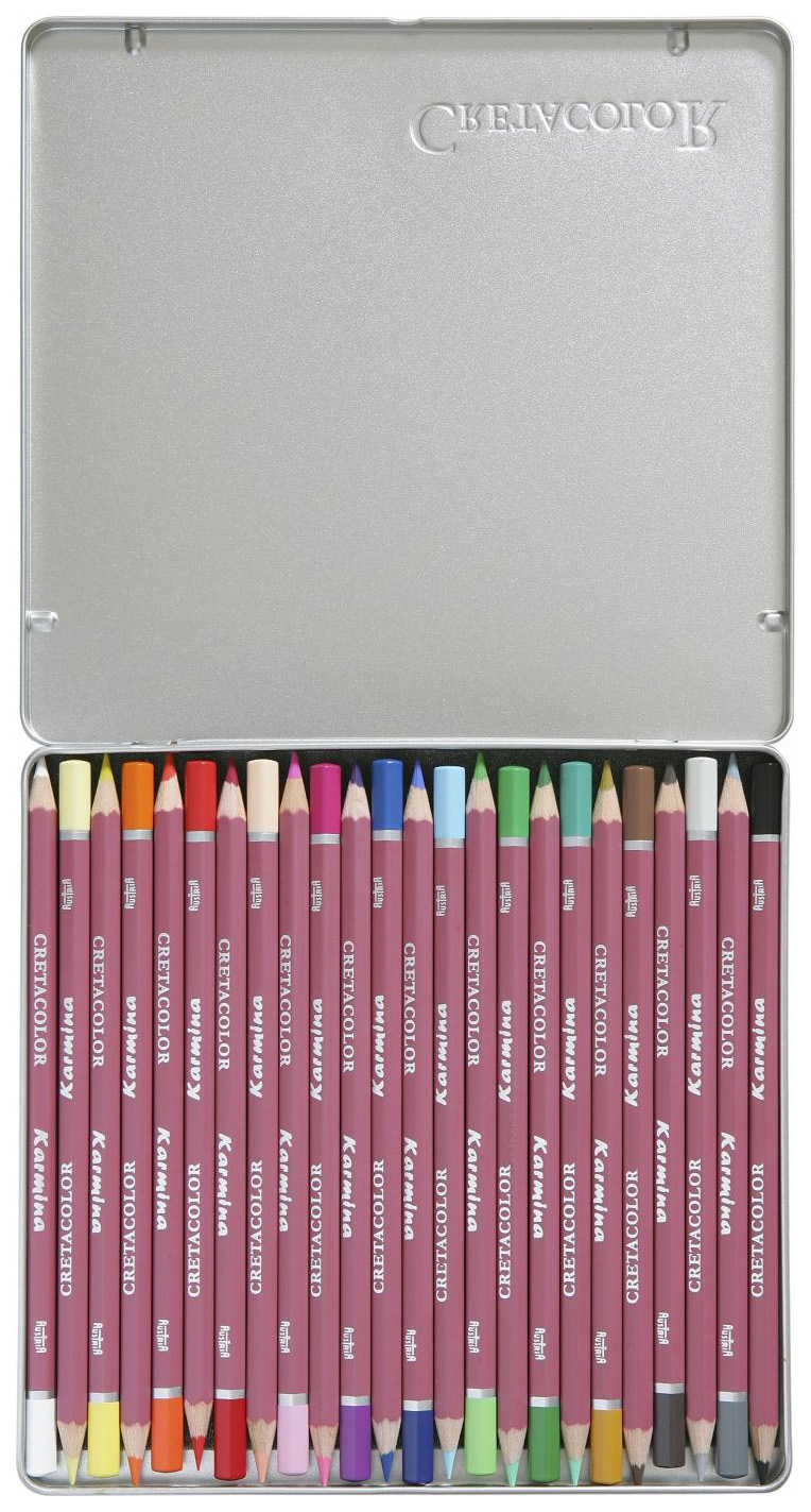 

Профессиональные цветные карандаши CretacoloR Karmina 24 цвета, Бежевый;белый;бирюзовый;бордовый;голубой;желтый;зеленый;золотистый;коричневый;красный;оранжевый;розовый;серебристый;серый;синий;фиолетовый;черный