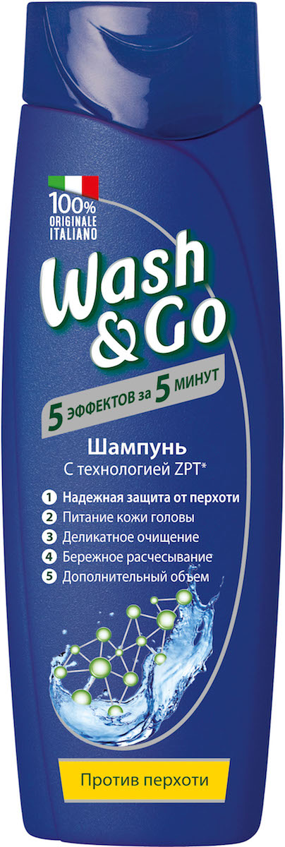 фото Шампунь wash & go против перхоти с технологией zpt 400мл