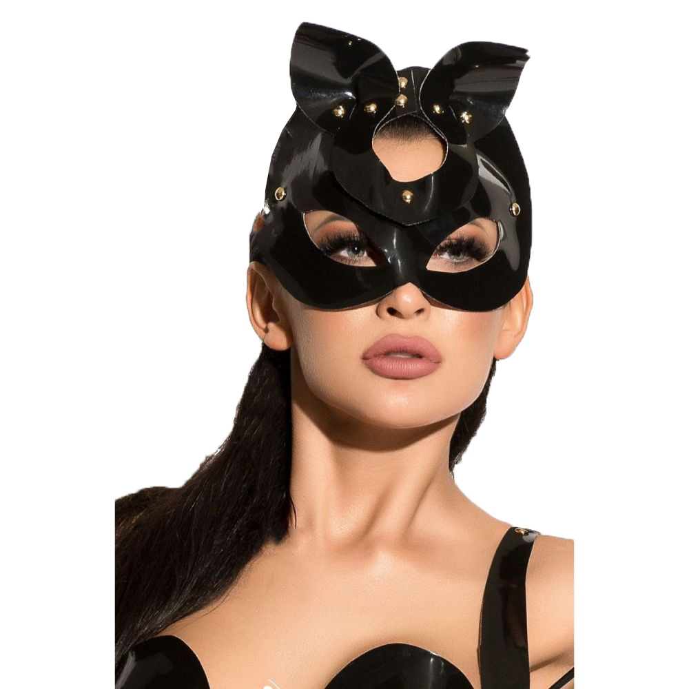 Маска Me Seduce на глаза из материала под винил с ушками черный