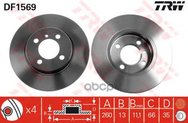 фото Тормозной диск trw/lucas для df1569