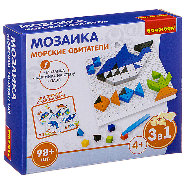 

Логическая игра "Мозаика. Морские обитатели", 98 деталей