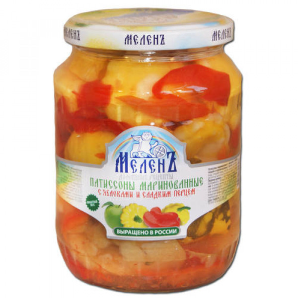 

Патиссоны Меленъ маринованные с яблоками и сладким перцем 670г