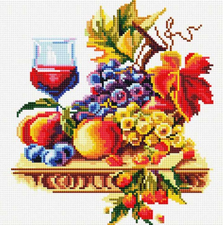 

Алмазная вышивка Белоснежка Натюрморт с виноградом, 30x30 см, Натюрморт с виноградом