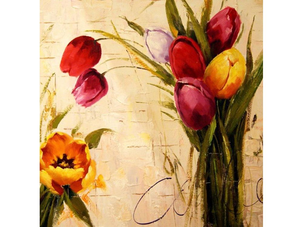 

Алмазная вышивка Color KIT Тюльпаны, 40x40 см, Тюльпаны
