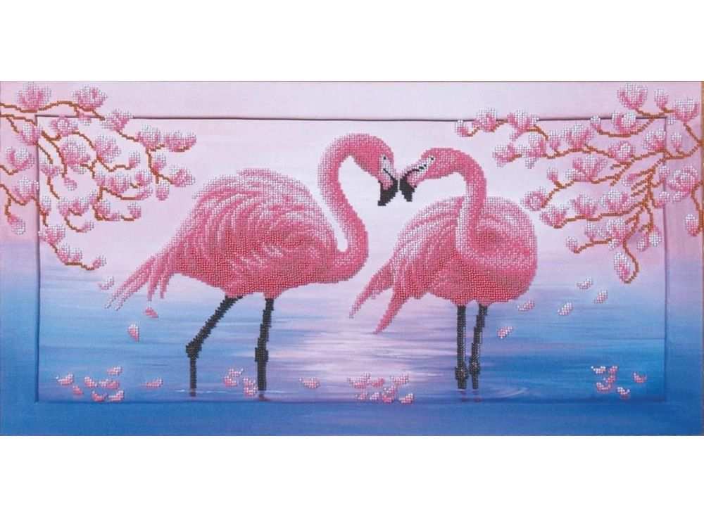 фото Набор вышивки бисером магия канвы розовые фламинго