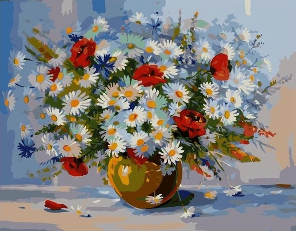 фото Живопись по номерам paintboy ромашки в вазе 40x50