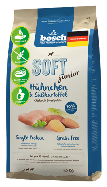 

Мягкий корм для щенков Bosch Soft Junior, курица и батат, 1кг, Soft Junior