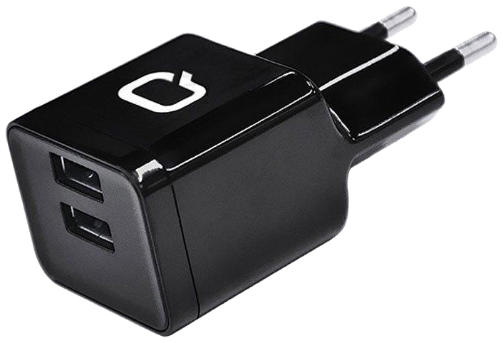 Сетевое зарядное устройство QUMO 2 USB, 3,1 A, (23841) black