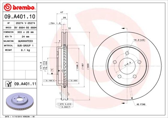 фото Тормозной диск brembo 09.a401.11