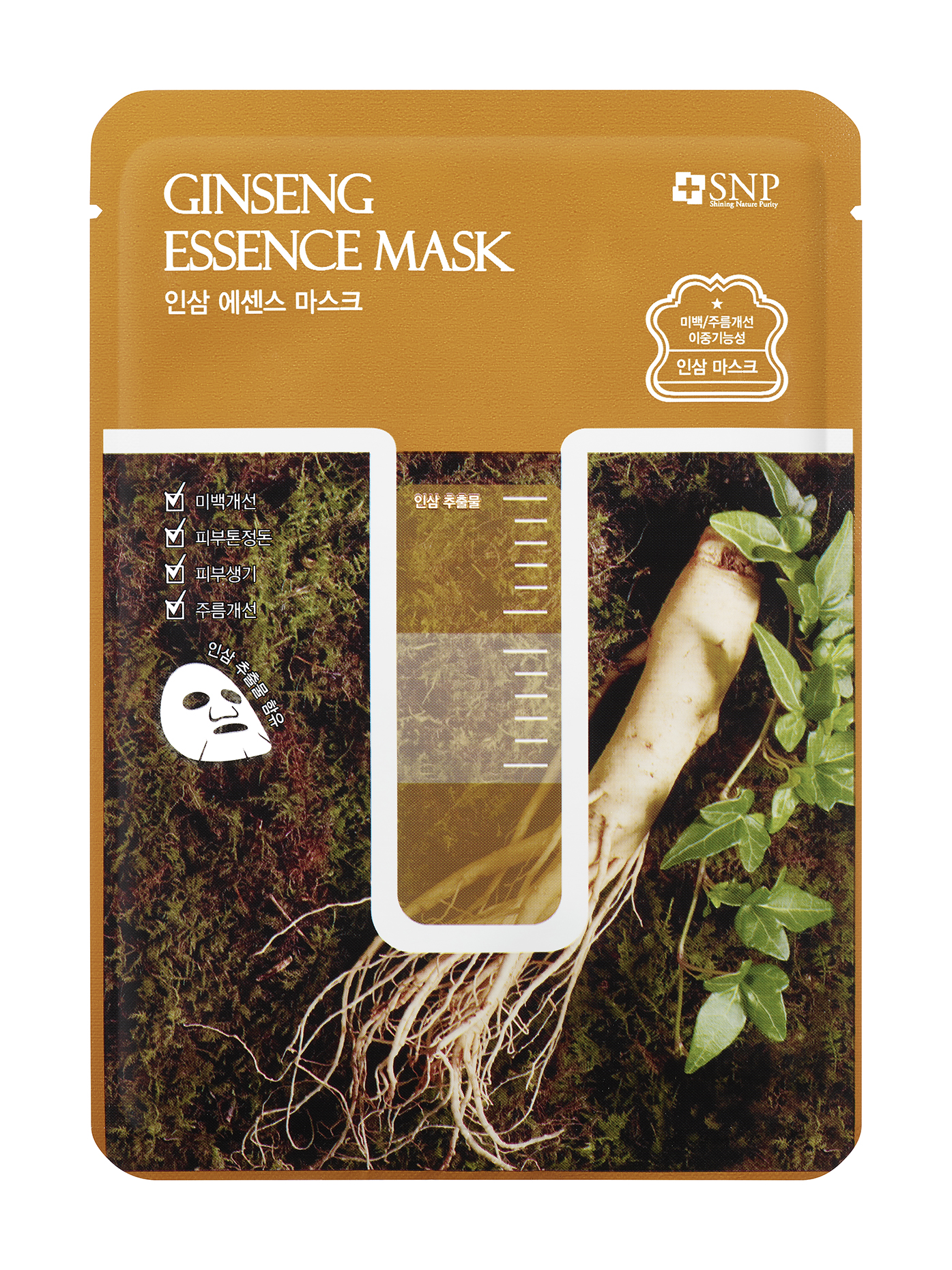 фото Маска для лица snp ginseng essence mask с экстрактом корня женьшеня 25 мл