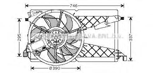 Вентилятор охлаждения двигателя с рамкой Mazda 3 03-09 Ava MZ7530