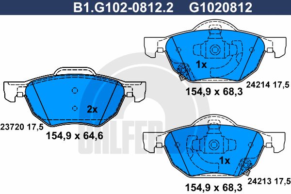 

Комплект тормозных дисковых колодок GALFER B1.G102-0812.2