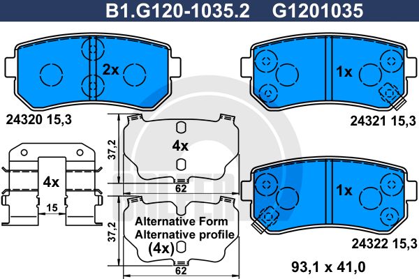 

Комплект тормозных дисковых колодок GALFER B1.G120-1035.2