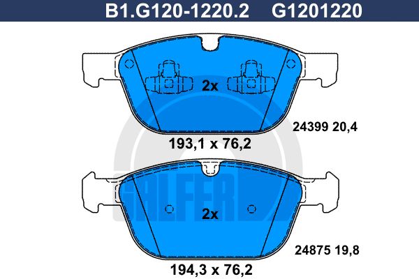 

Комплект тормозных дисковых колодок GALFER B1.G120-1220.2