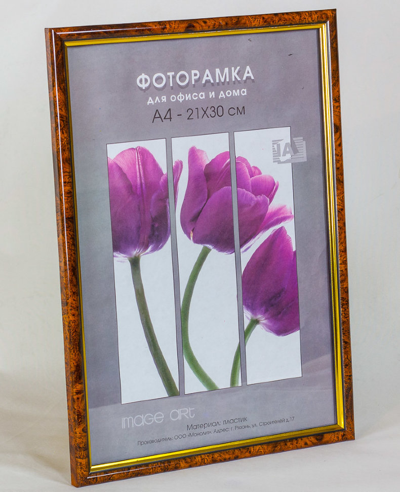 фото Фоторамка а4 (21х30 см) пластиковая, цвет тёмный орех image art