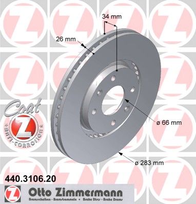 фото Тормозной диск zimmermann 440.3106.20