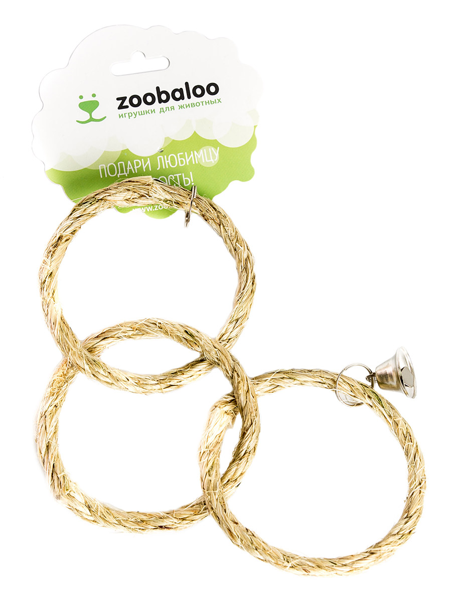 фото Игрушка для птиц zoobaloo три кольца, сизаль, 30 х 10 см