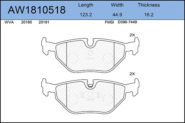 фото Комплект тормозных колодок, дисковый тормоз aywiparts aw1810518