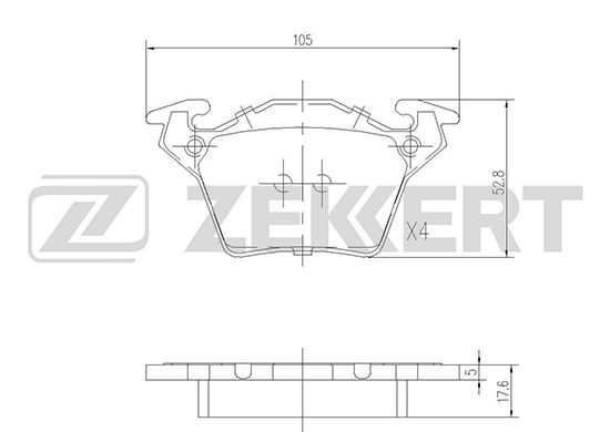 фото Комплект тормозных колодок, дисковый тормоз zekkert bs-1160