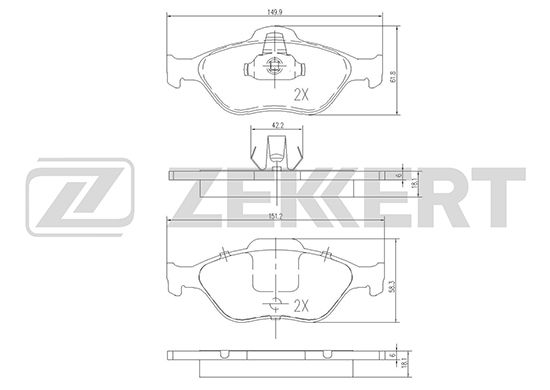 фото Комплект тормозных колодок, дисковый тормоз zekkert bs-1652