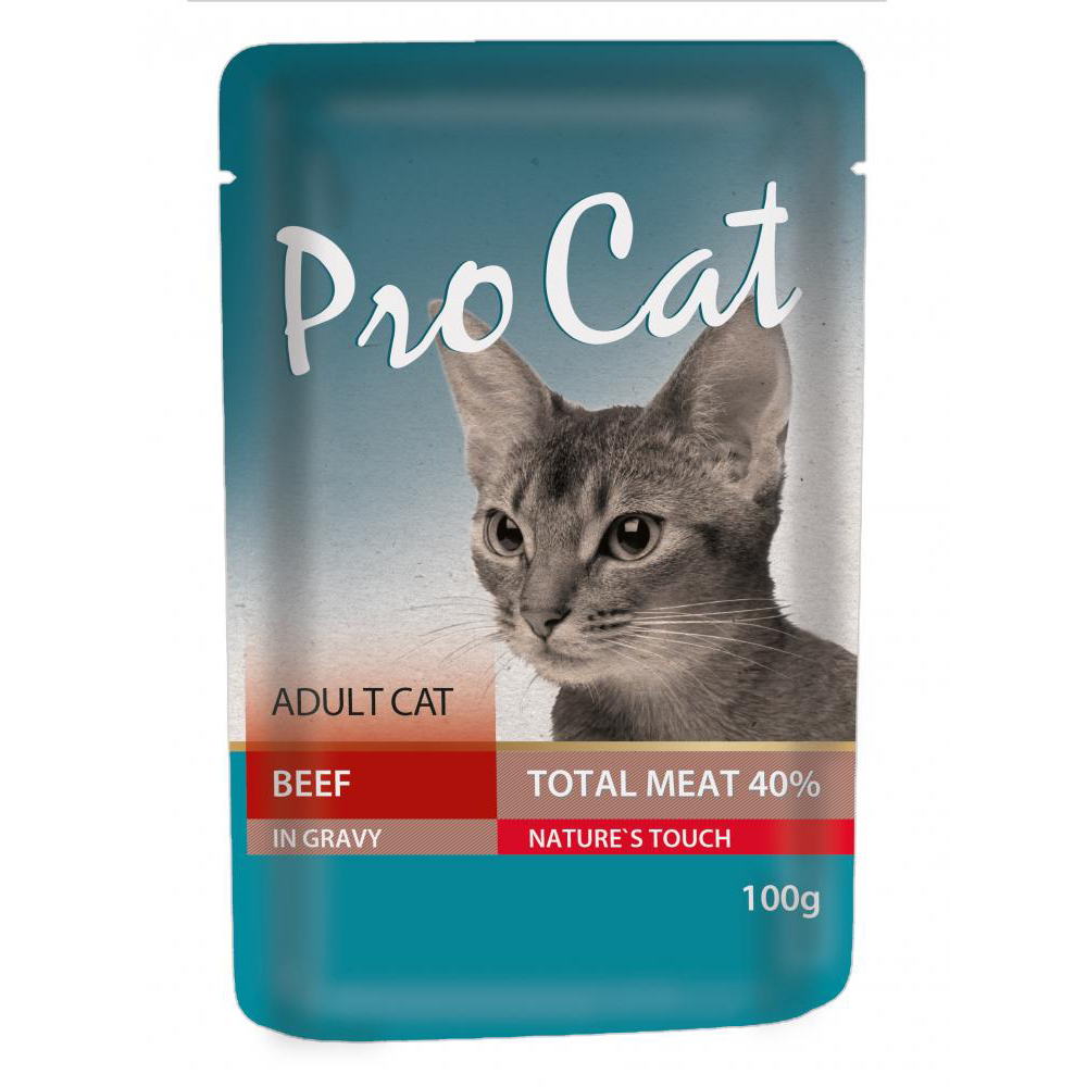 фото Влажный корм для кошек pro cat adult, говядина, 100г