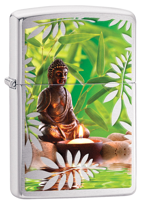 

Бензиновая зажигалка Zippo Garden Buddha High Polish Chrome, Garden Buddha