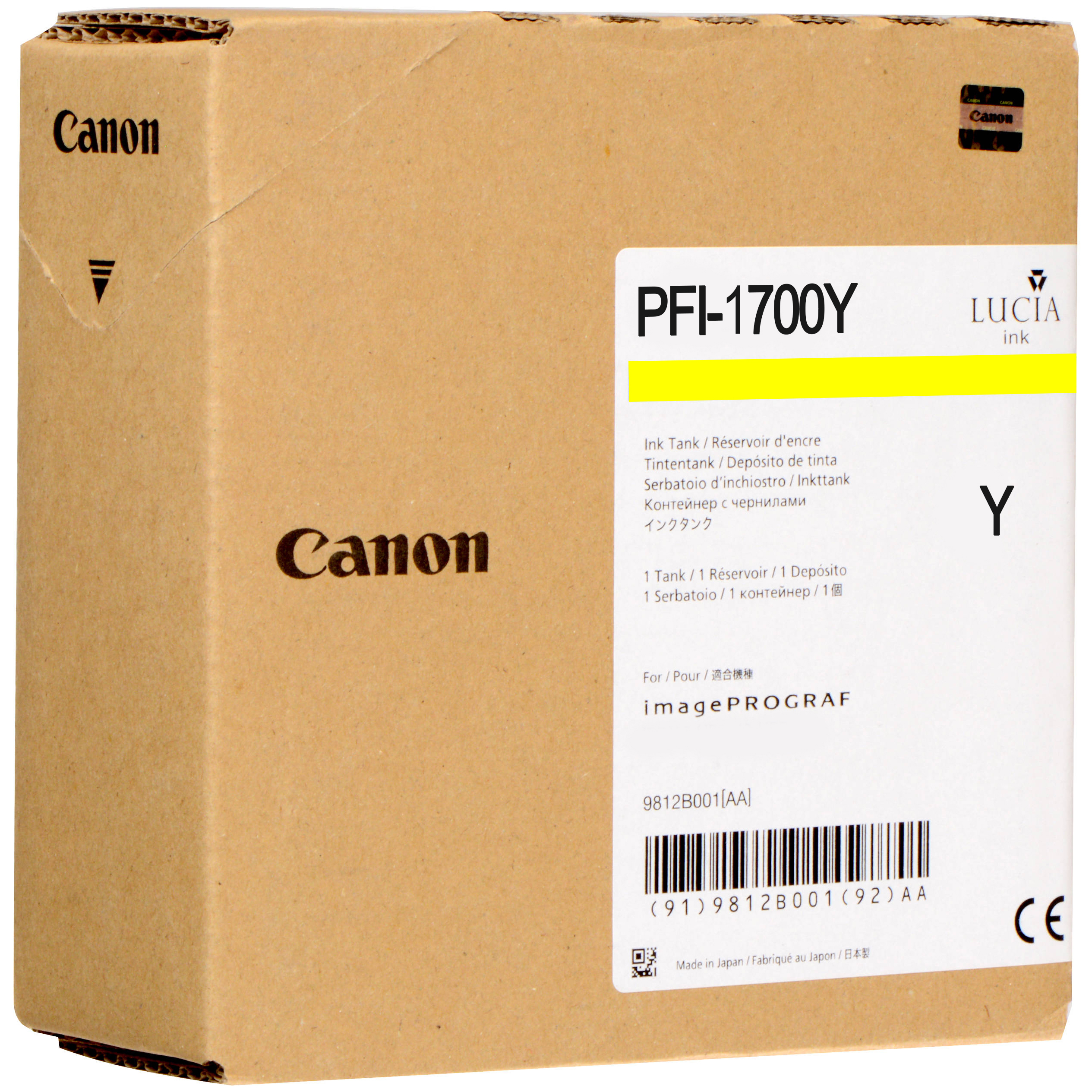 Картридж для струйного принтера Canon PFI-1700 желтый, оригинал