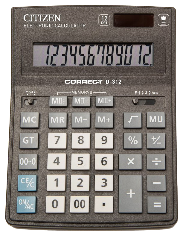 

Калькулятор CiTiZEN Correct D-312 Черный, D-312