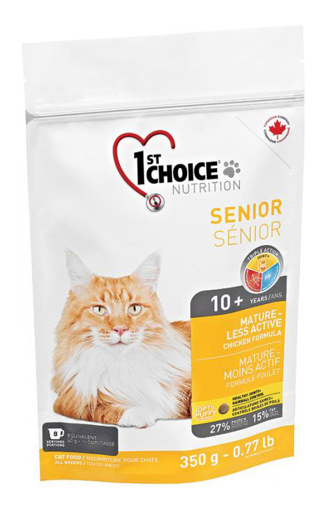 фото Сухой корм для кошек 1st choice senior mature or less active, цыпленок, 0,35кг