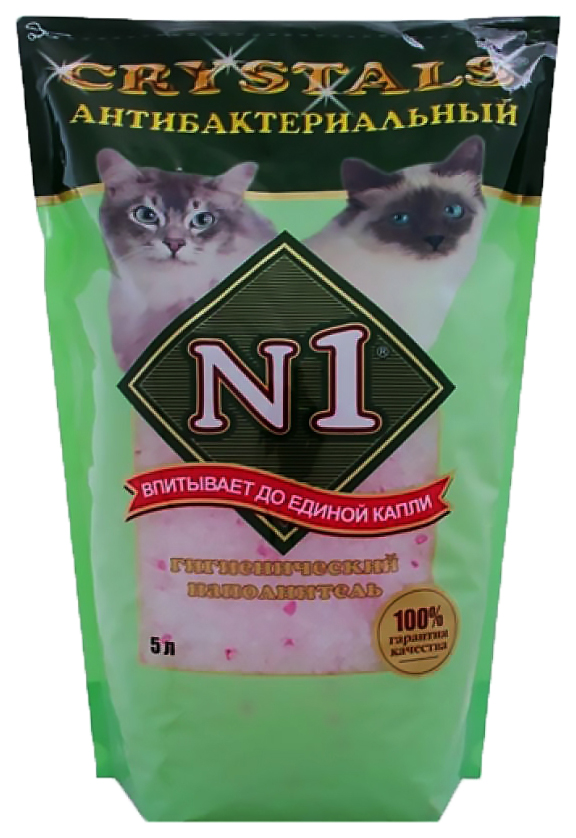 Впитывающий наполнитель для кошек N1 Crystals силикагелевый, антибактериальный, 2 кг, 5 л