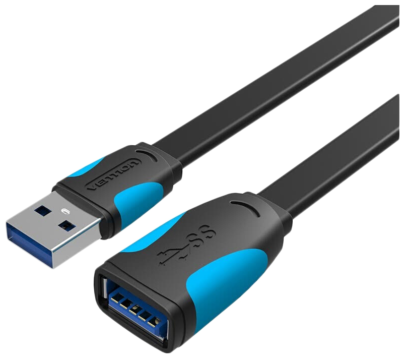 фото Кабель vention usb a-usb a, m-f 2м black (vas-a13-b200)