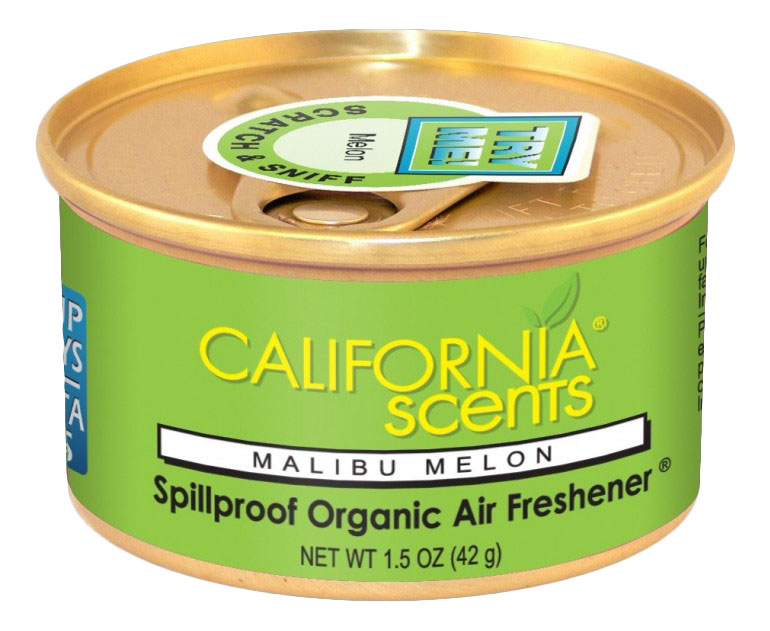 

Автомобильный ароматизатор California Scents Фруктовый, Дыня Малибу (CAN-030), автомобильный ароматизатор, под сиденье, органические, аромат Дыня Малибу, CAN-030