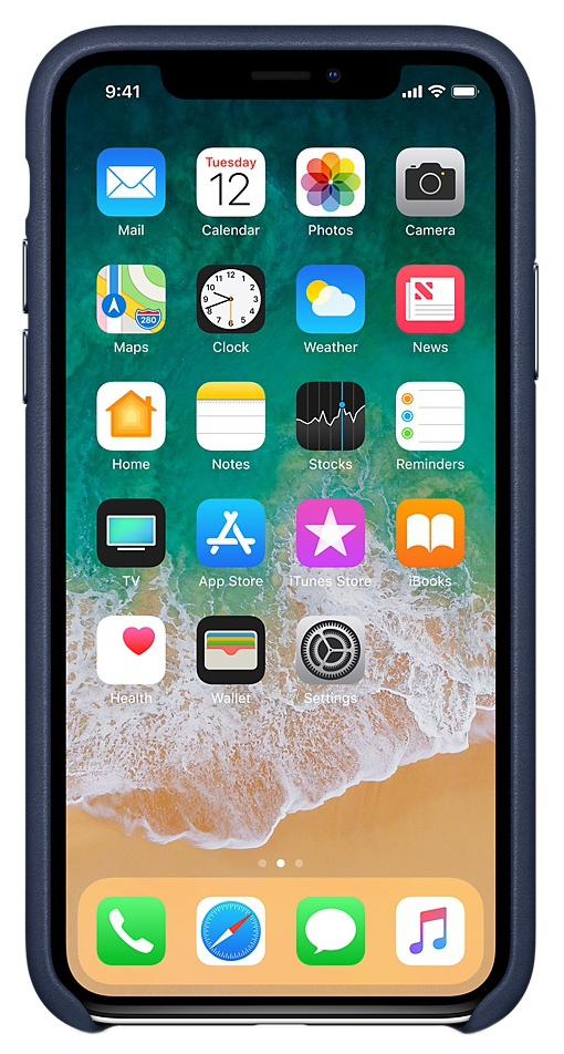 

Накладка Apple Leather Case Midnight Blue для iPhone X
