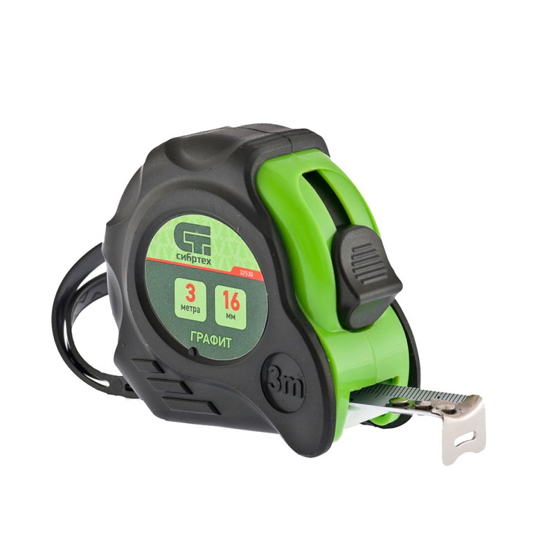Рулетка СИБРТЕХ Графит 3мх16мм 32530