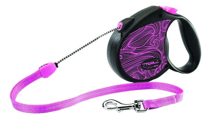 

Поводок-рулетка Triol Colour Pink M, 5м, до 20кг, трос, Colour