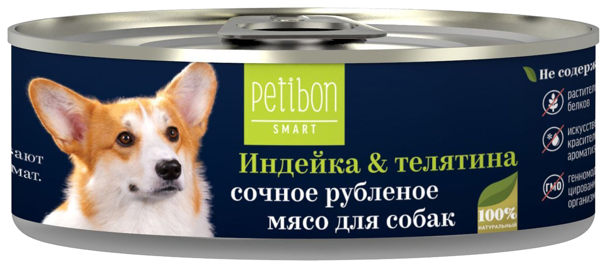 фото Консервы для собак petibon smart, индейка, телятина, 100г