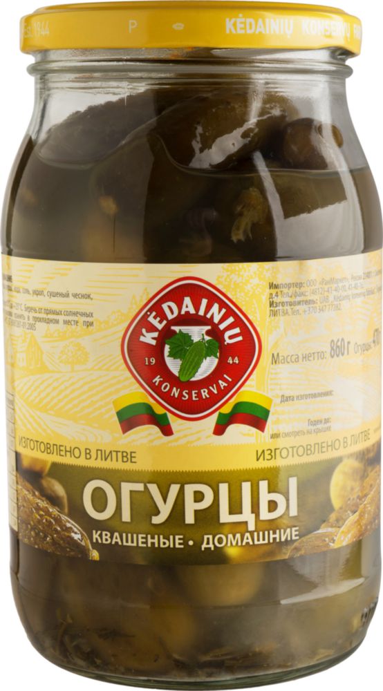 

Огурцы квашеные Kedainiu домашние 860 г